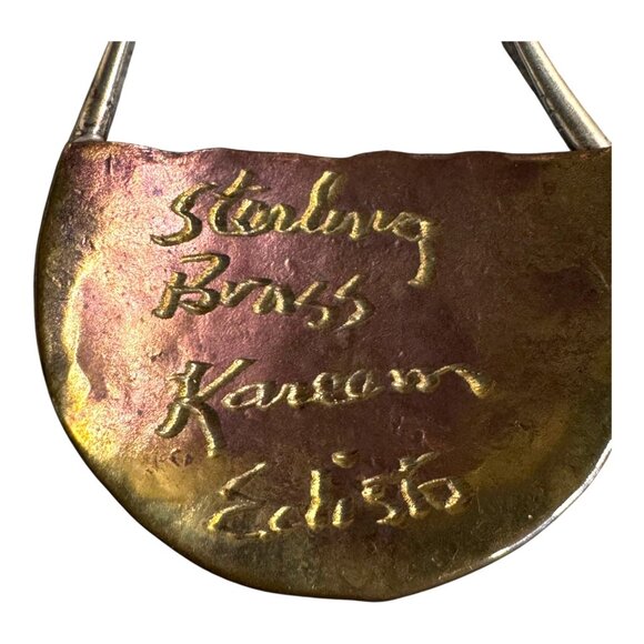 Sterling & Brass Hammered Teardrop Earrings By Kareem Edisto Modern Brutalist - Picture 3 of 4